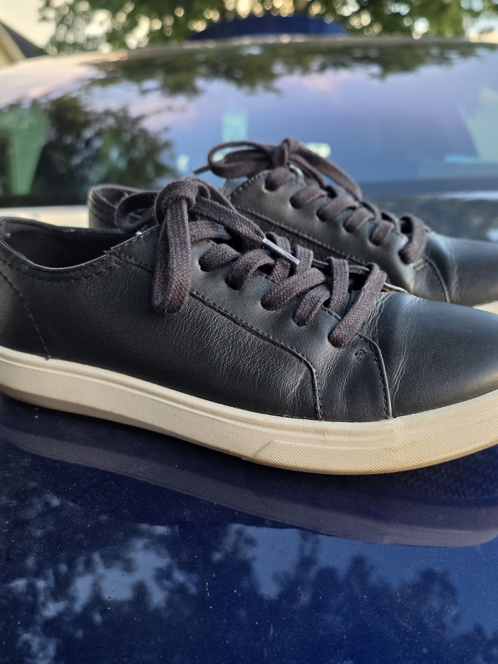 Patina Handmade in Mexico Black Leather Casual Low-Top Sneakers Sz 9